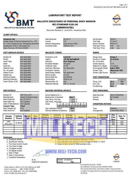 Swimmer Cut NIJ level 4 (2 plates)